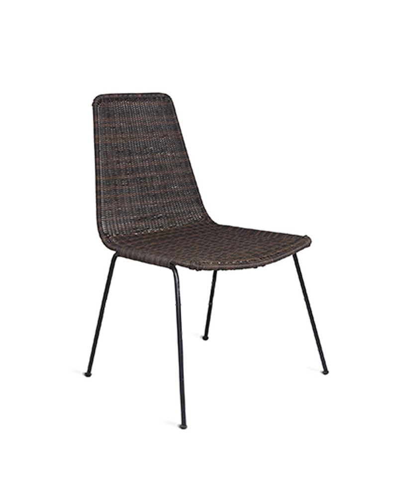 Outdoor chair made of synthetic rope and iron