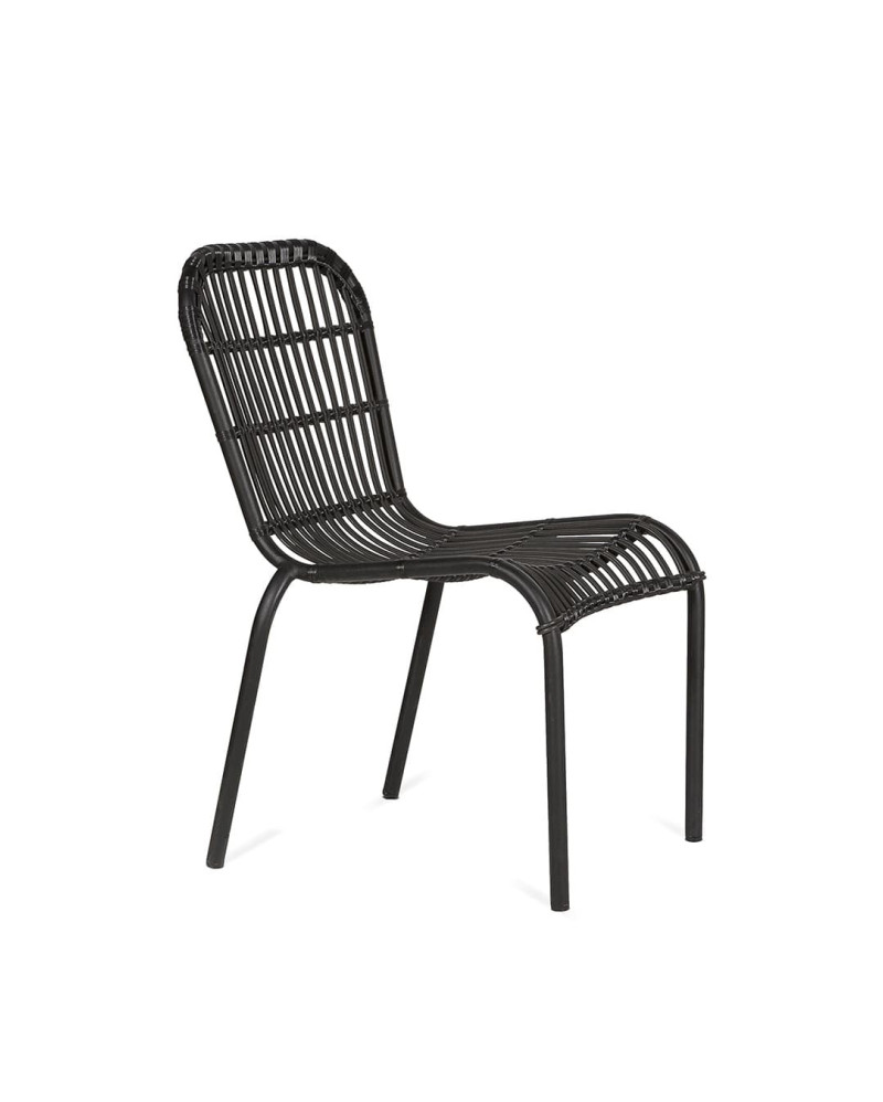 Outdoor chair made of synthetic rope and iron