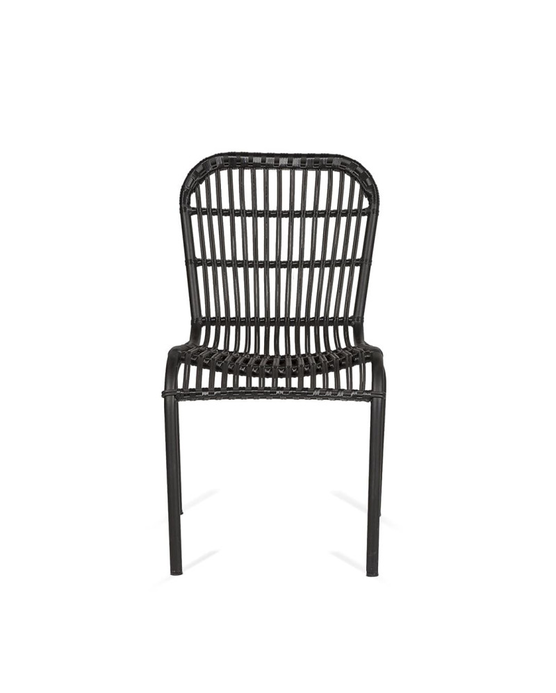 Outdoor chair made of synthetic rope and iron