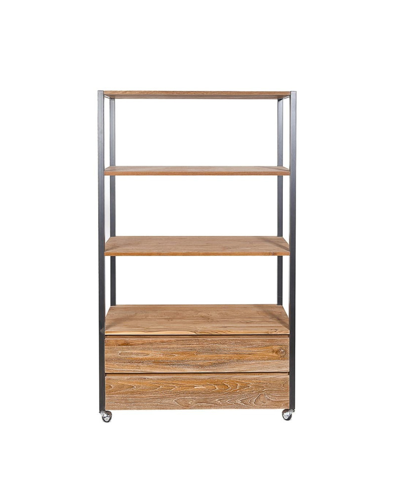 Natural teak wood and iron shelf 100 x 173 cm