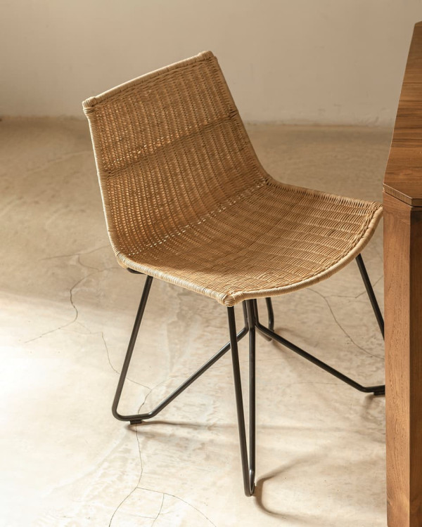 Silla en ratán y hierro