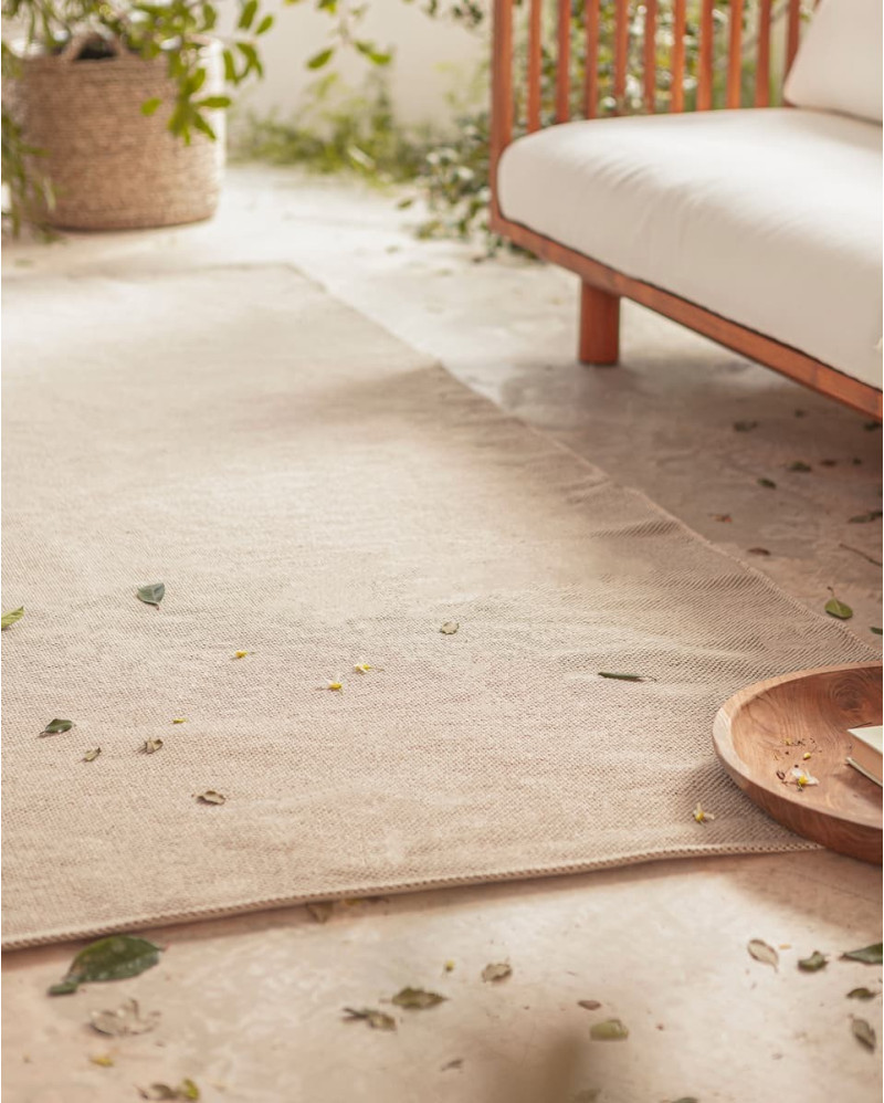 Tapis d'extérieur en polypropylène 180 x 270 cm couleur naturelle