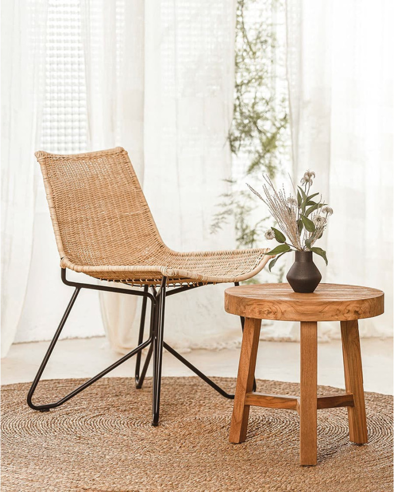 Chair in rattan and iron