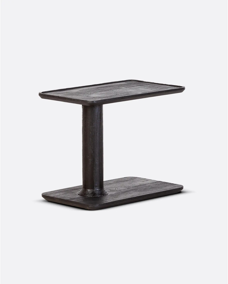 Table d'appoint KALAK en bois de teck recyclé 50 x 30 x 50 cm en couleur noire