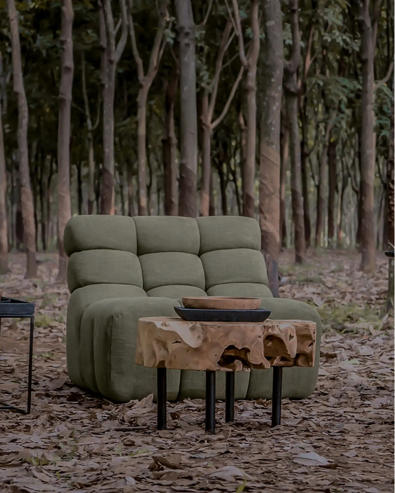 ROOT side table in teak root and iron Ø 60 cm x 37 cm high in natural colour