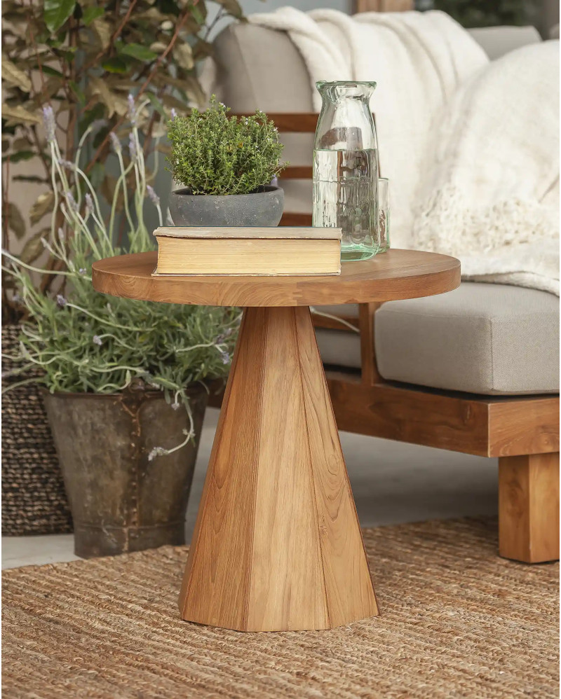 Table d'appoint JATI en bois de teck recyclé Ø 50 cm x 48 cm de hauteur