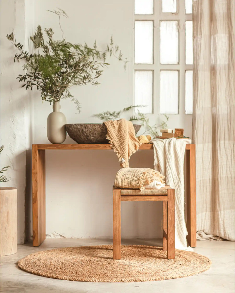 GENESIS console table in recycled teak wood 120 x 40 x 40 x 75 cm