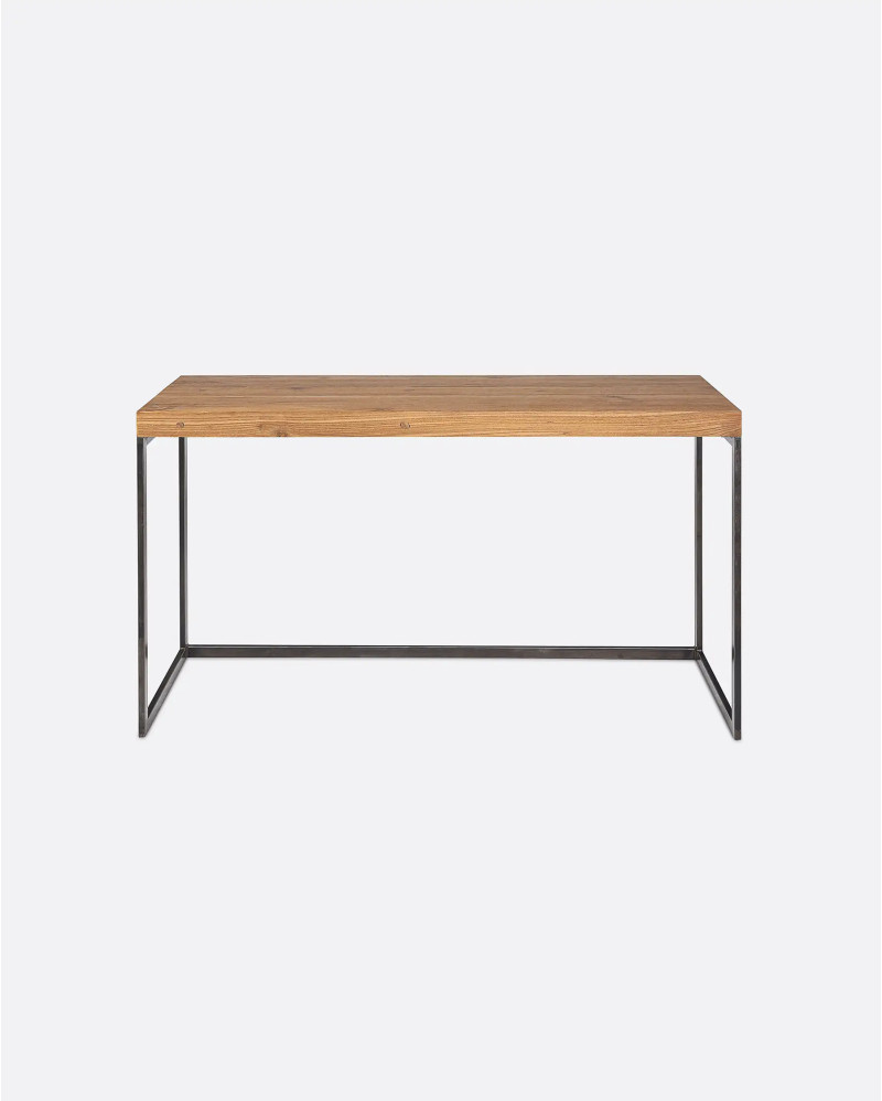 Consola THREE de madera de teca reciclada y hierro 130 x 45 x 76 cm