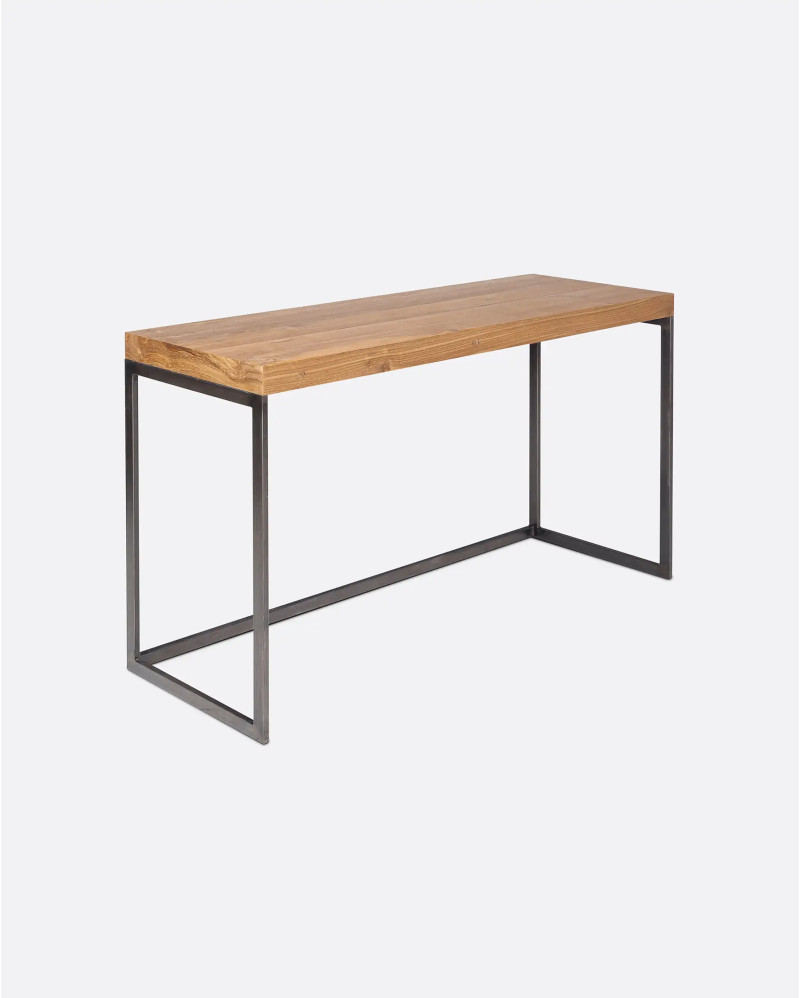 Consola THREE de madera de teca reciclada y hierro 130 x 45 x 76 cm