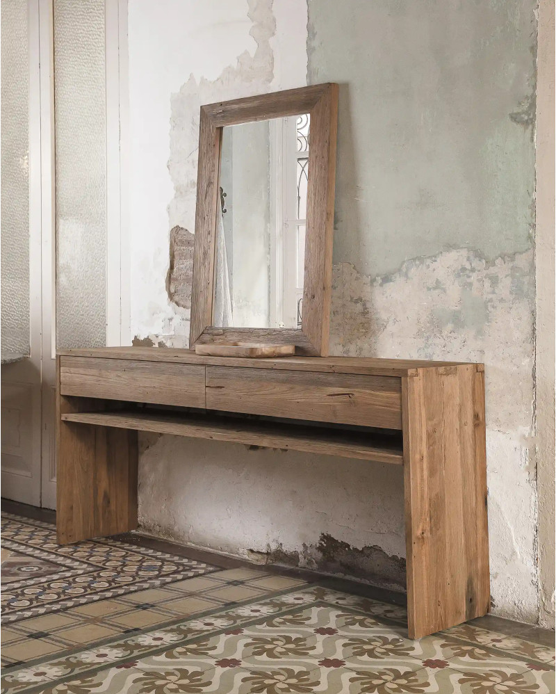 EROSI console table in recycled teak wood 180 x 40 x 80 cm