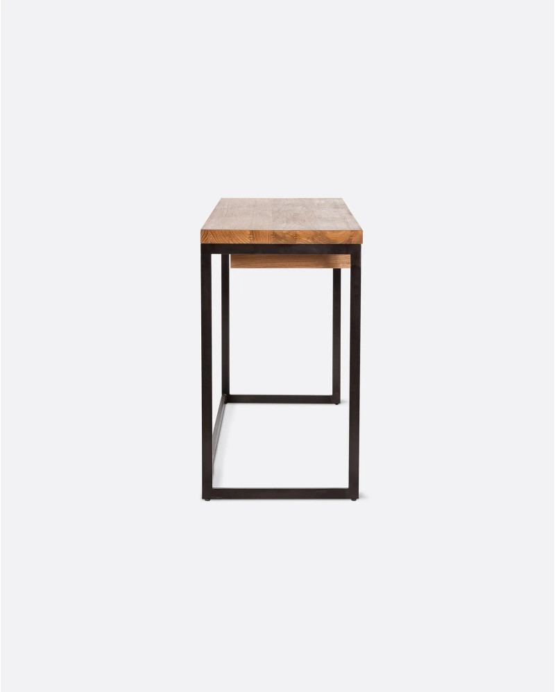 THREE desk in recycled teak wood and iron 130 x 45 x 76 cm