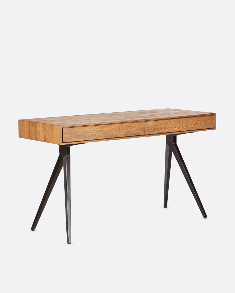 MAJESTI desk in recycled teak wood and iron 130 x 60 x 76 cm in natural colour