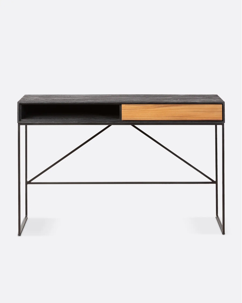 DAMAR desk in recycled teak wood and iron 115 x 43 x 75 cm