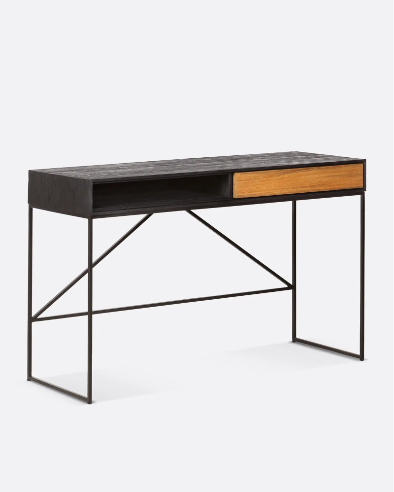 DAMAR desk in recycled teak wood and iron 115 x 43 x 75 cm