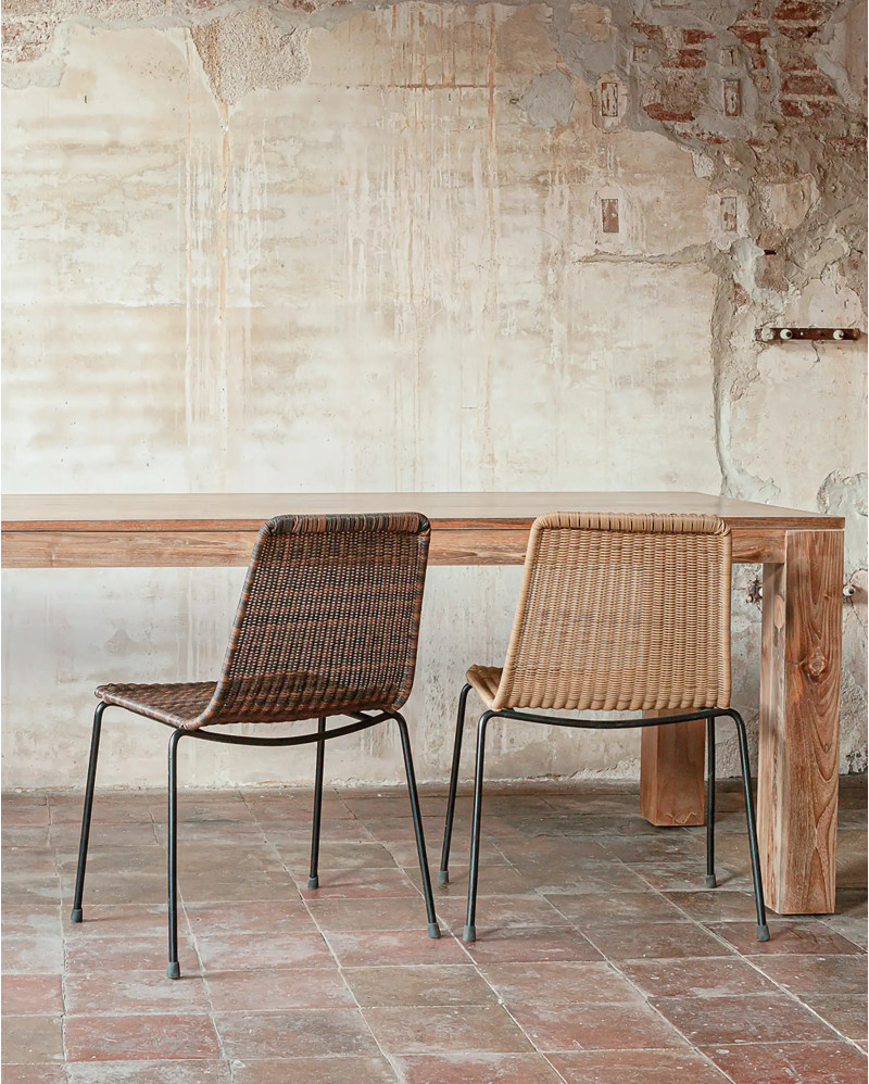 RAMA outdoor chair in synthetic rattan and iron 48 x 59 x 82 cm