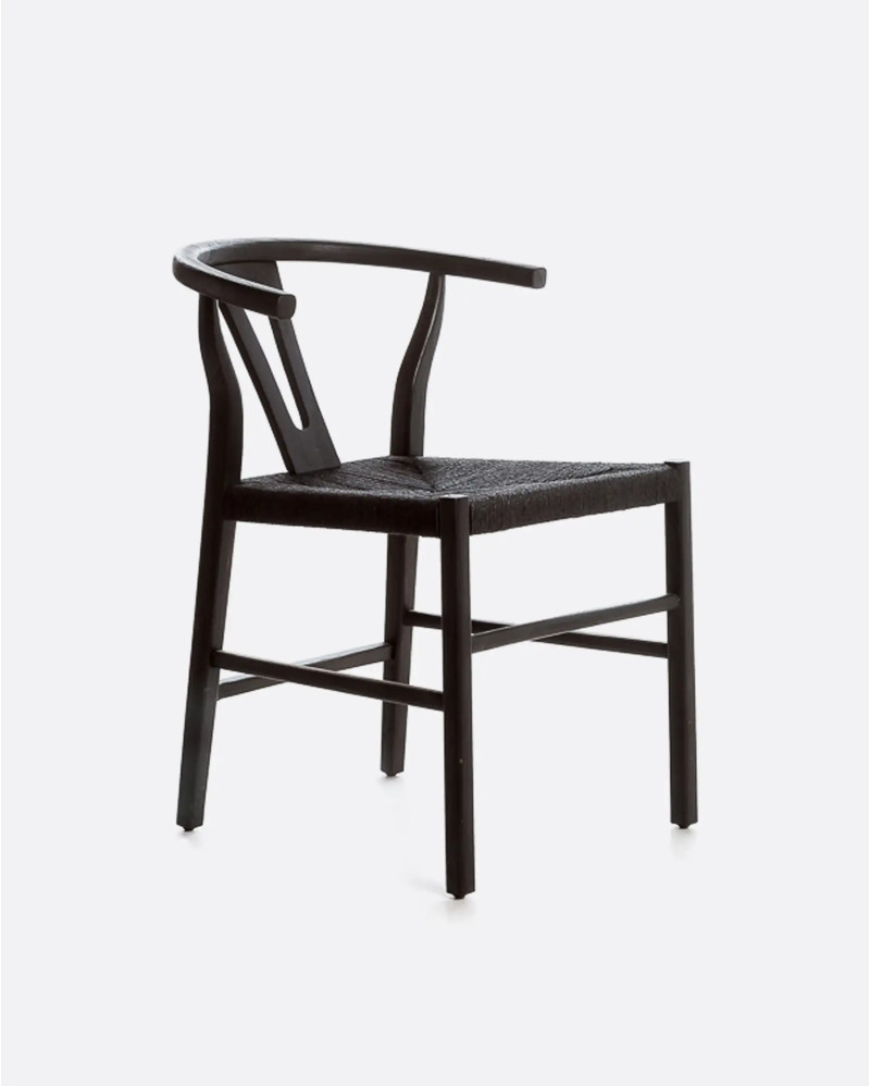 Silla ROB de madera de teca y cuerda de papel 55 x 57 x 76 cm en color negro