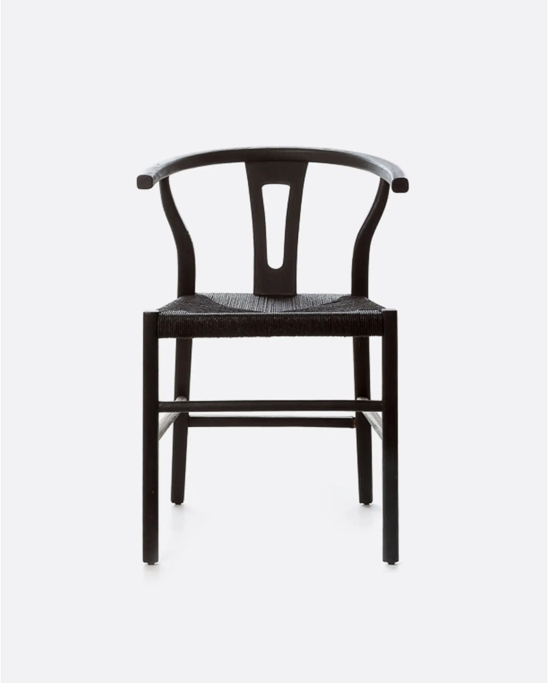 Silla ROB de madera de teca y cuerda de papel 55 x 57 x 76 cm en color negro