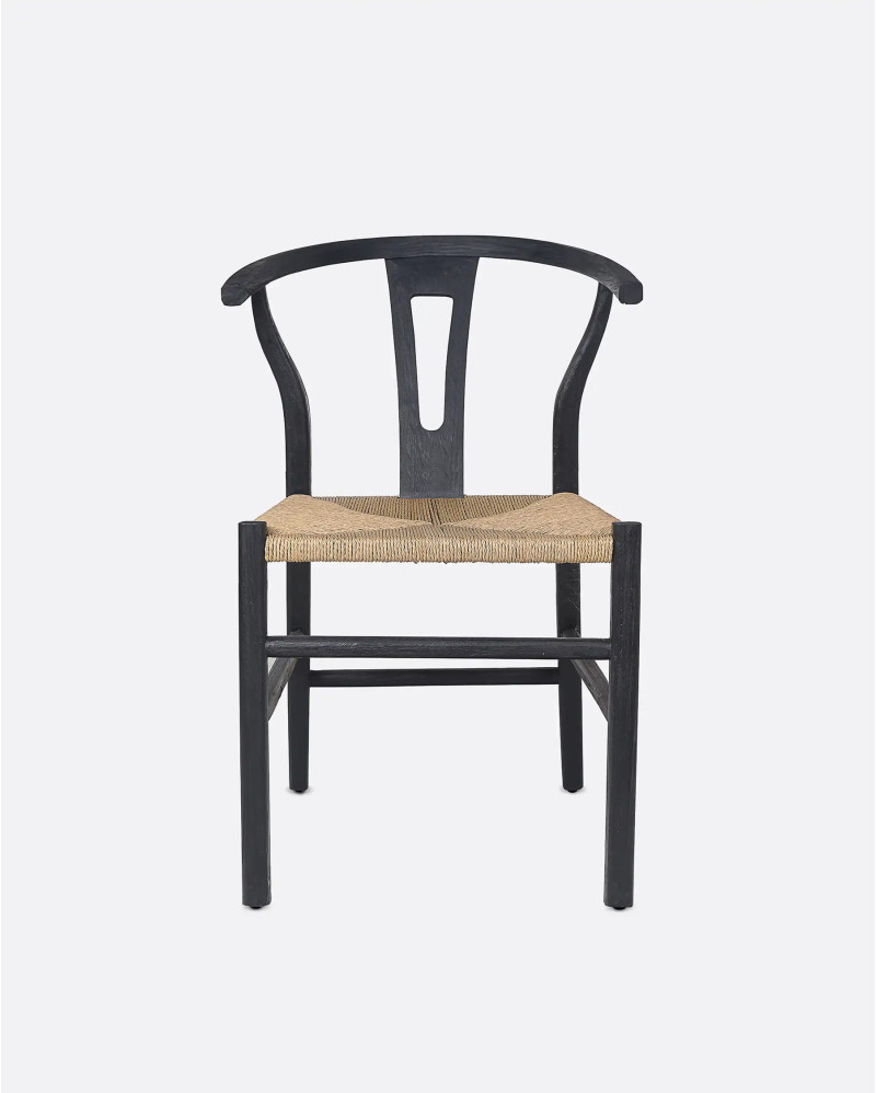 ROB chair in teak wood and paper cord 55 x 57 x 76 cm in black and natural colour