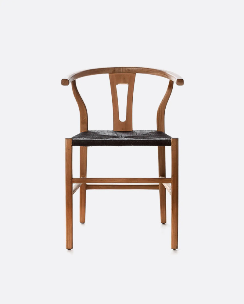 ROB chair in teak wood and paper cord 55 x 57 x 76 cm in black and natural colour