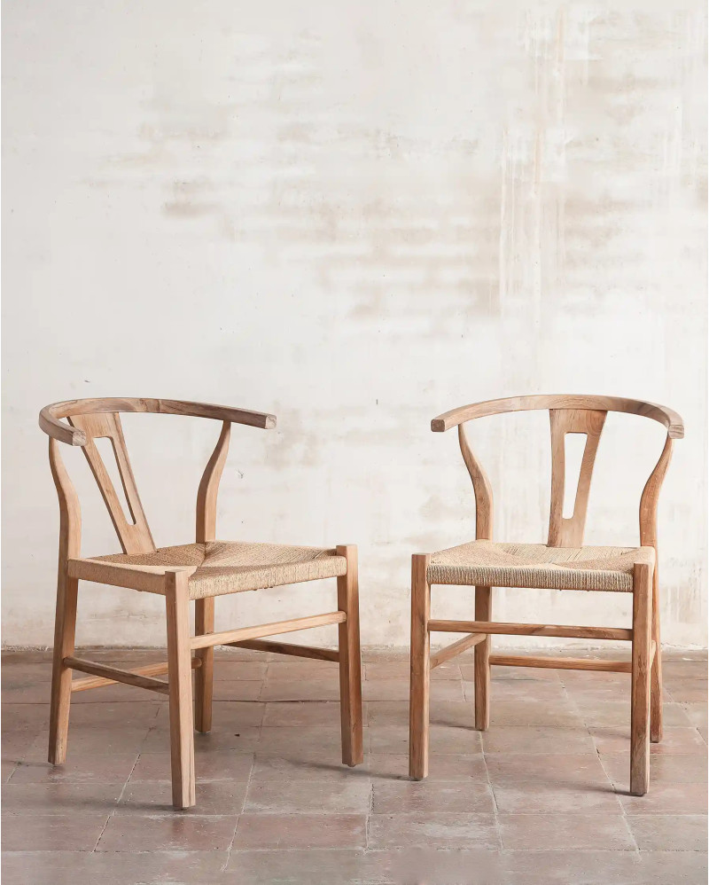 ROB chair in teak wood and paper cord 55 x 57 x 76 cm in natural and black colour