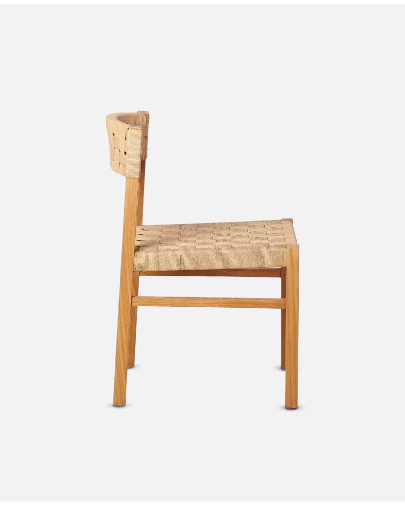 Chaise CORA en bois de teck et corde de papier 48 x 55 x 77 cm en couleur naturelle