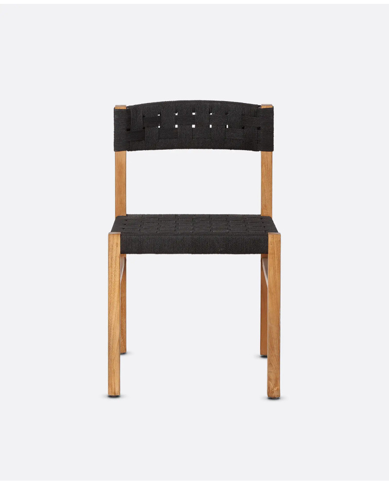 CORA chair in teak wood and paper cord 48 x 55 x 77 cm in natural and black colour