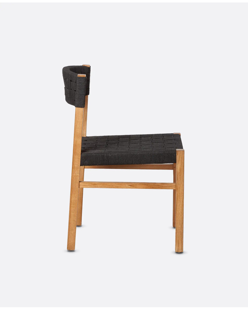 CORA chair in teak wood and paper cord 48 x 55 x 77 cm in natural and black colour