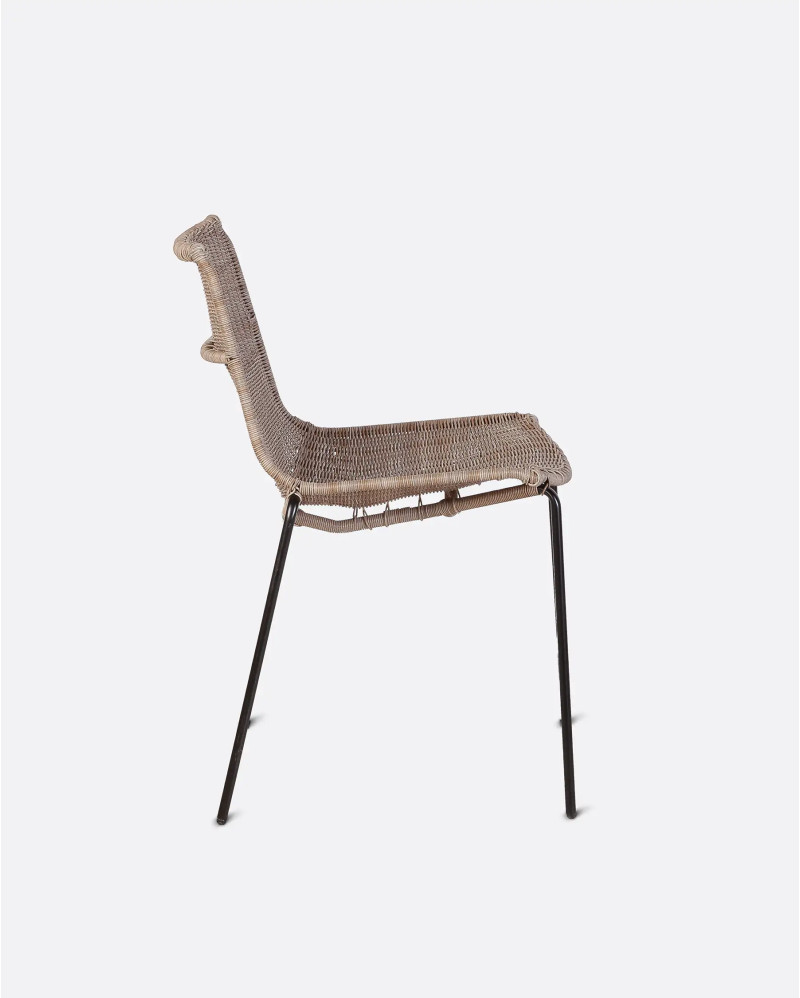 Chaise d'extérieur CAMP en rotin synthétique et fer 55 x 53 x 77 cm