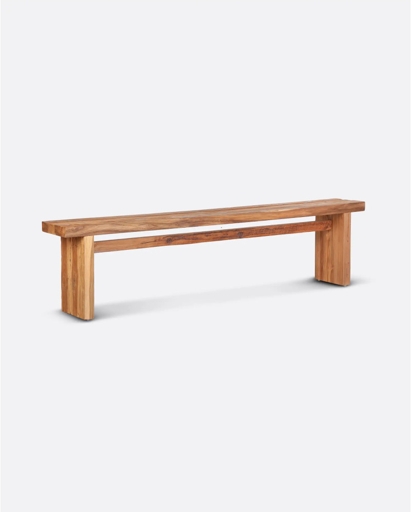 EROSI bench in recycled teak wood 180 x 25 x 44 cm