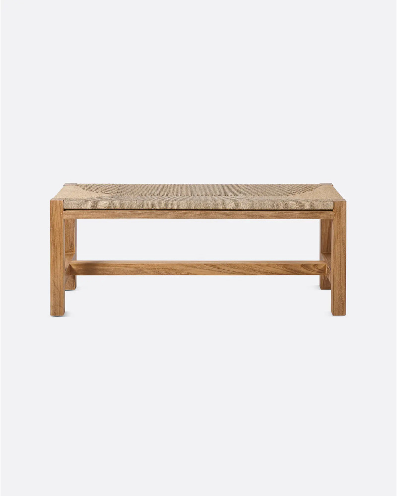 KUMAI bench in recycled teak wood and paper cord 110 x 40 x 46 cm