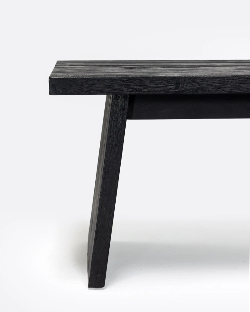 EROSI bench in recycled teak wood 110 x 38 x 45 cm in black color