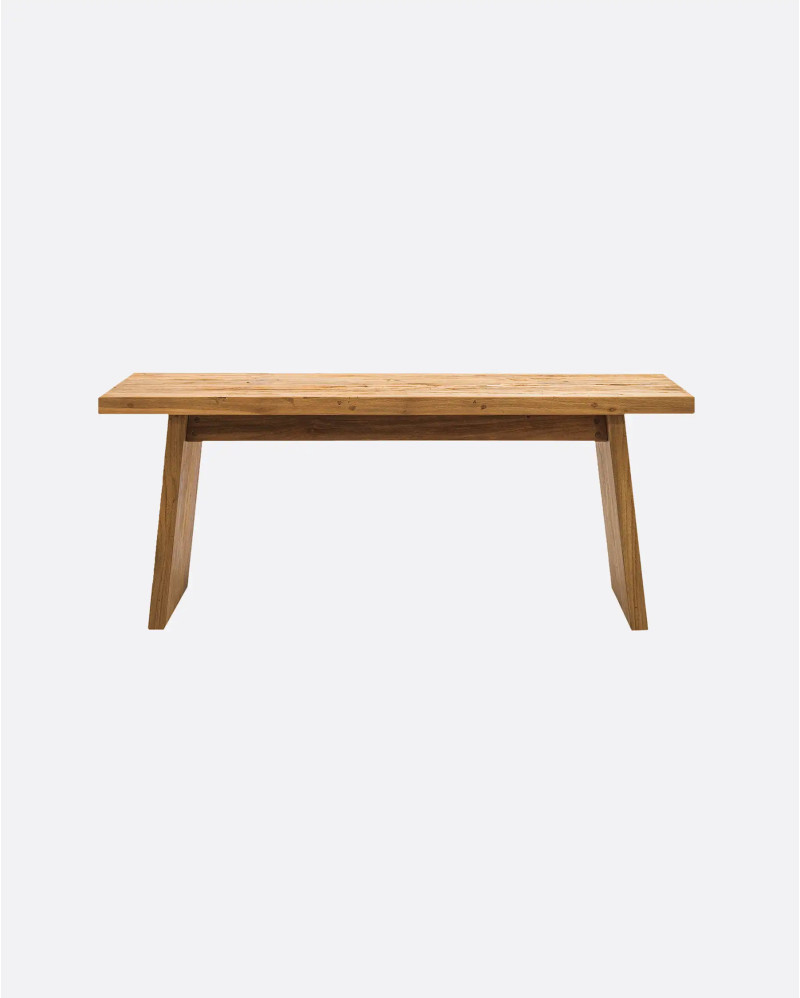 EROSI bench in recycled teak wood 110 x 38 x 45 cm in natural color