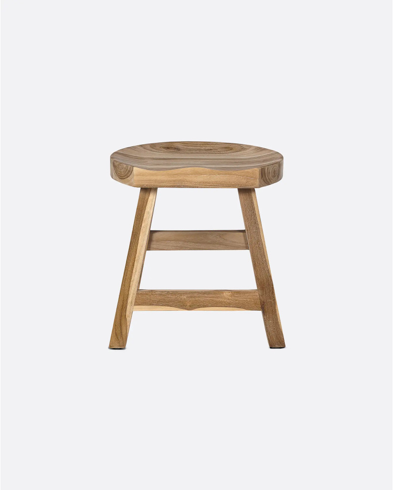 Tabouret KING en bois de teck recyclé 44 x 38 x 45 cm en couleur naturelle