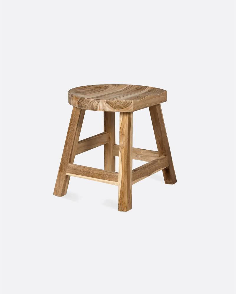 KING stool in recycled teak wood 44 x 38 x 45 cm in natural colour