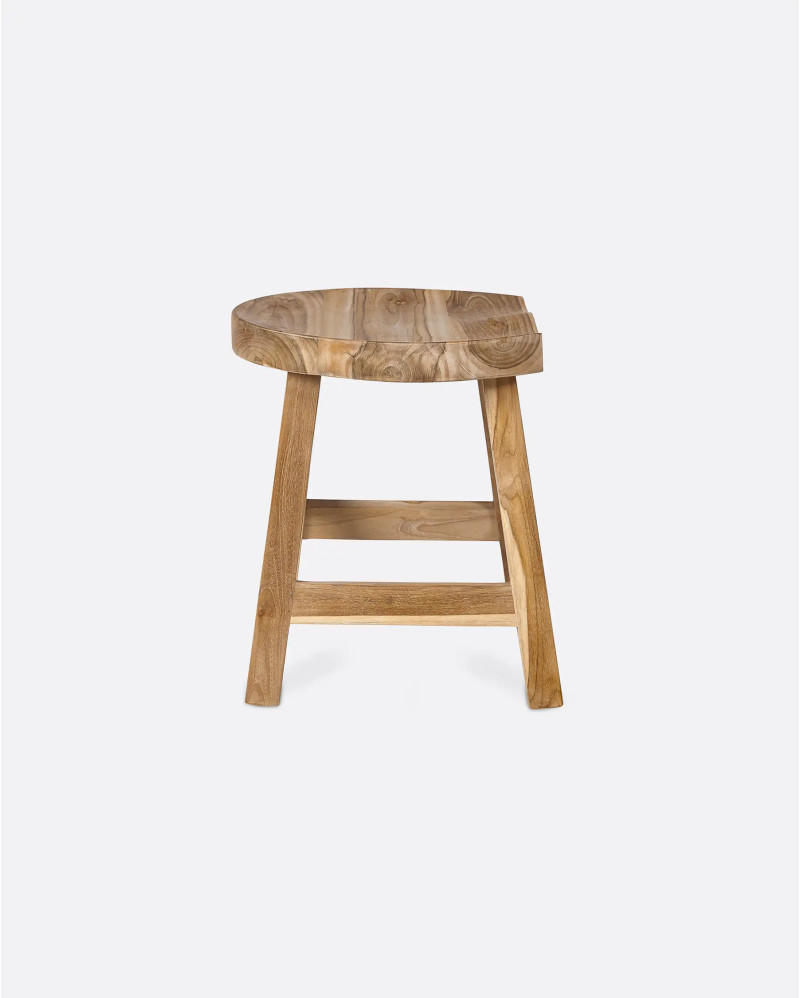 KING stool in recycled teak wood 44 x 38 x 45 cm in natural colour