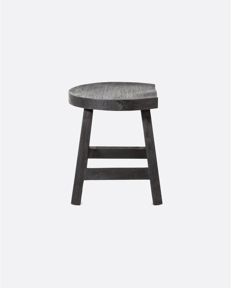 KING stool in recycled teak wood 44 x 38 x 45 cm in black colour