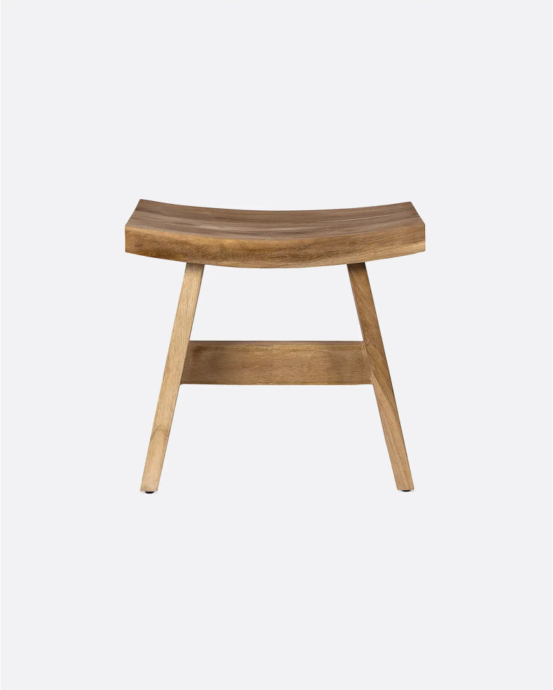 U stool in teak wood 47 x 26 x 45 cm in natural colour