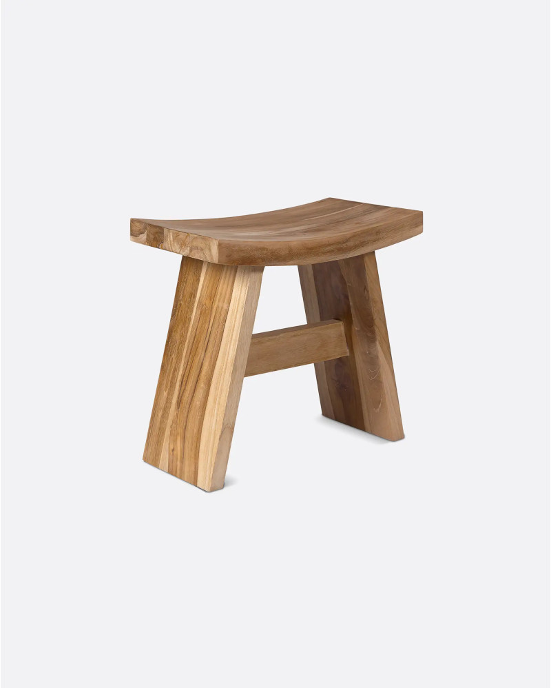 U stool in teak wood 47 x 26 x 45 cm in natural colour