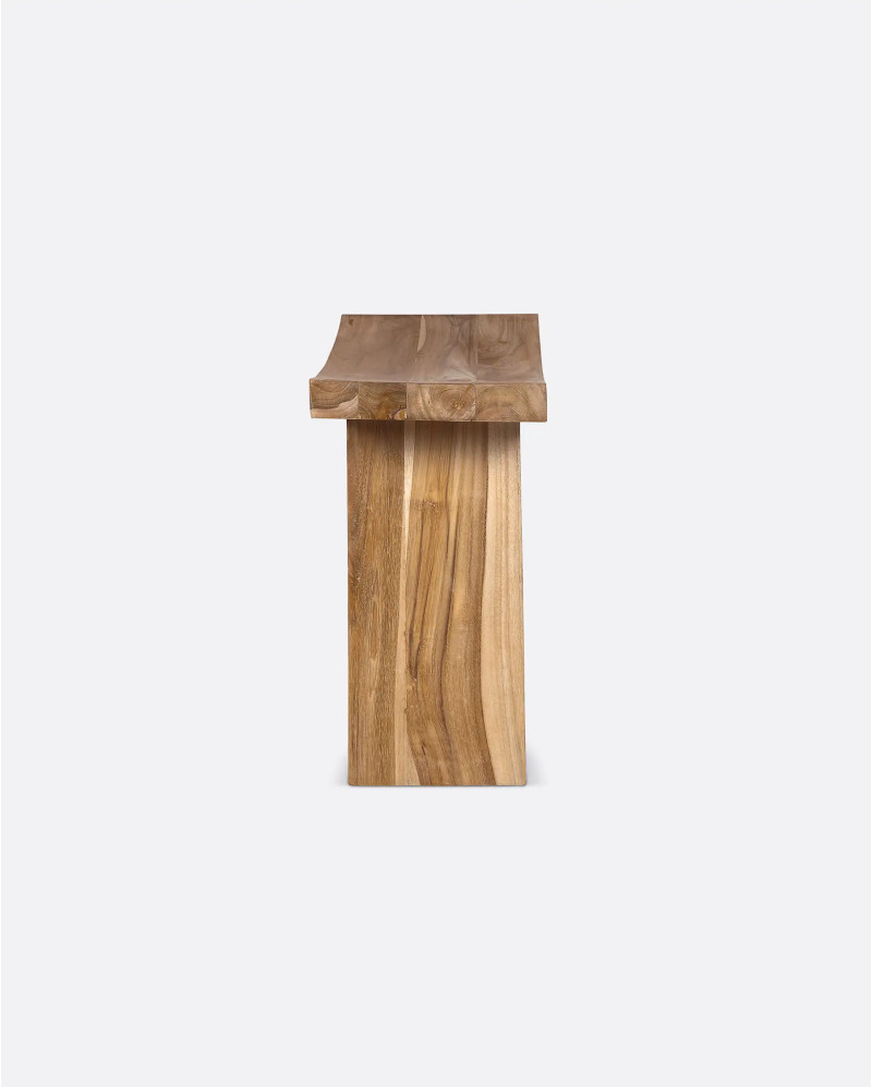 U stool in teak wood 47 x 26 x 45 cm in natural colour