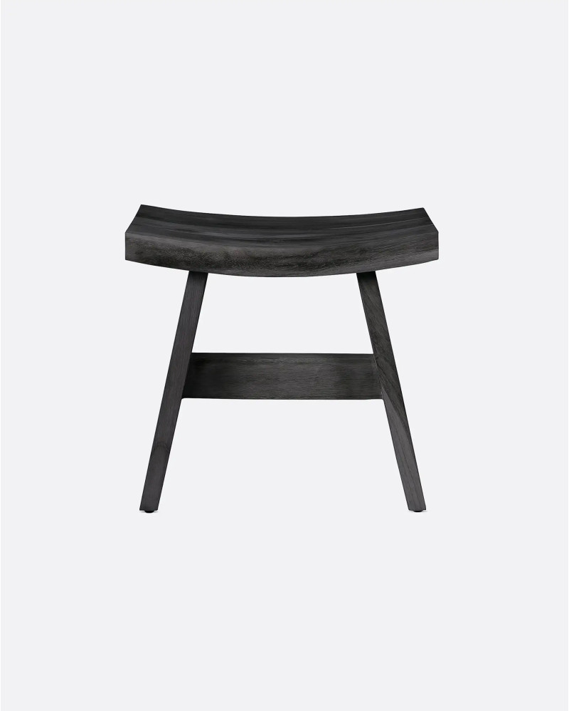 Tabouret U en bois de teck 47 x 26 x 45 cm en couleur noire