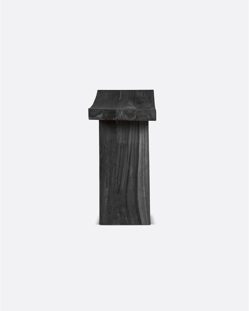 U stool in teak wood 47 x 26 x 45 cm in black colour