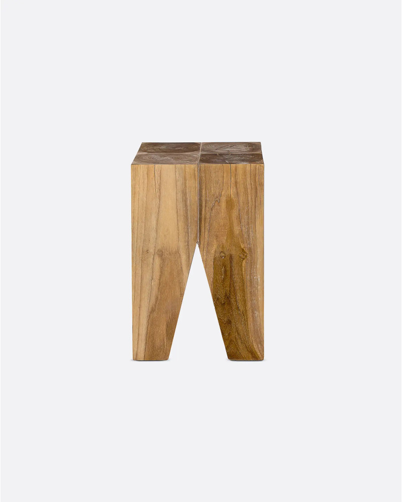 TRIANGLE stool in teak wood 30 x 30 x 45 cm in natural colour