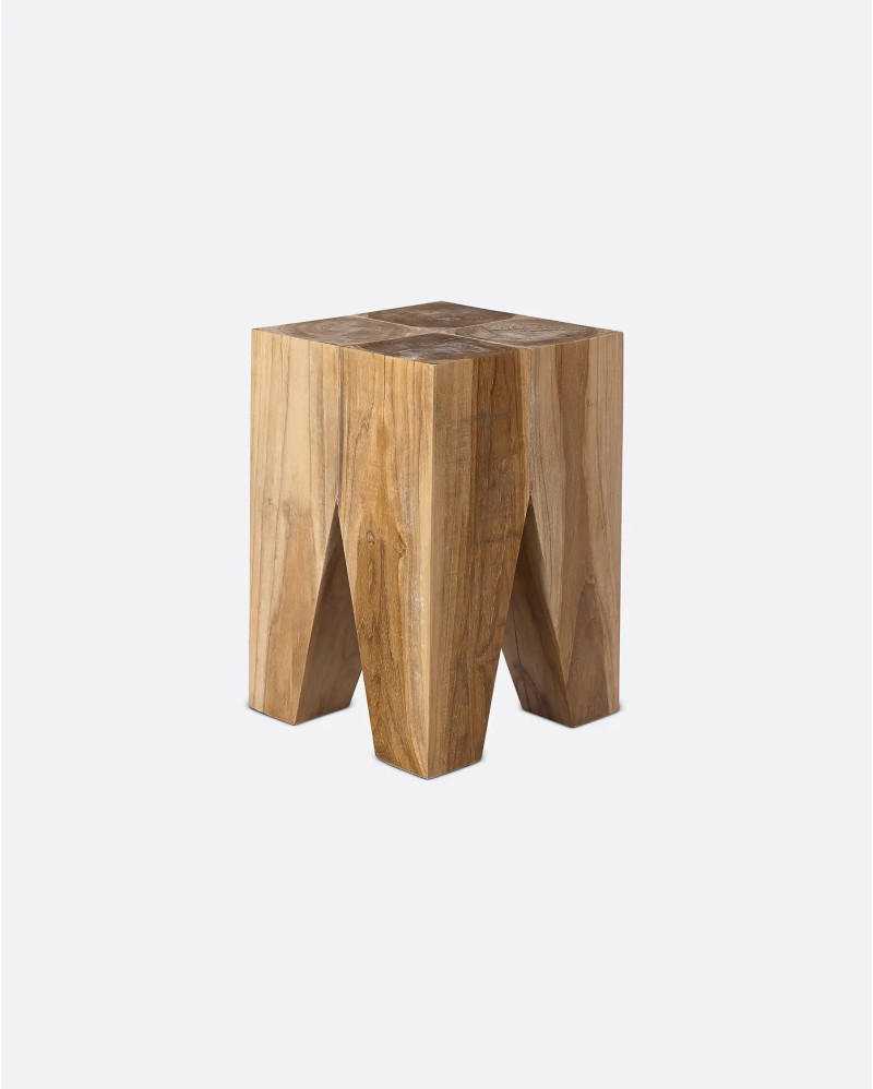 TRIANGLE stool in teak wood 30 x 30 x 45 cm in natural colour