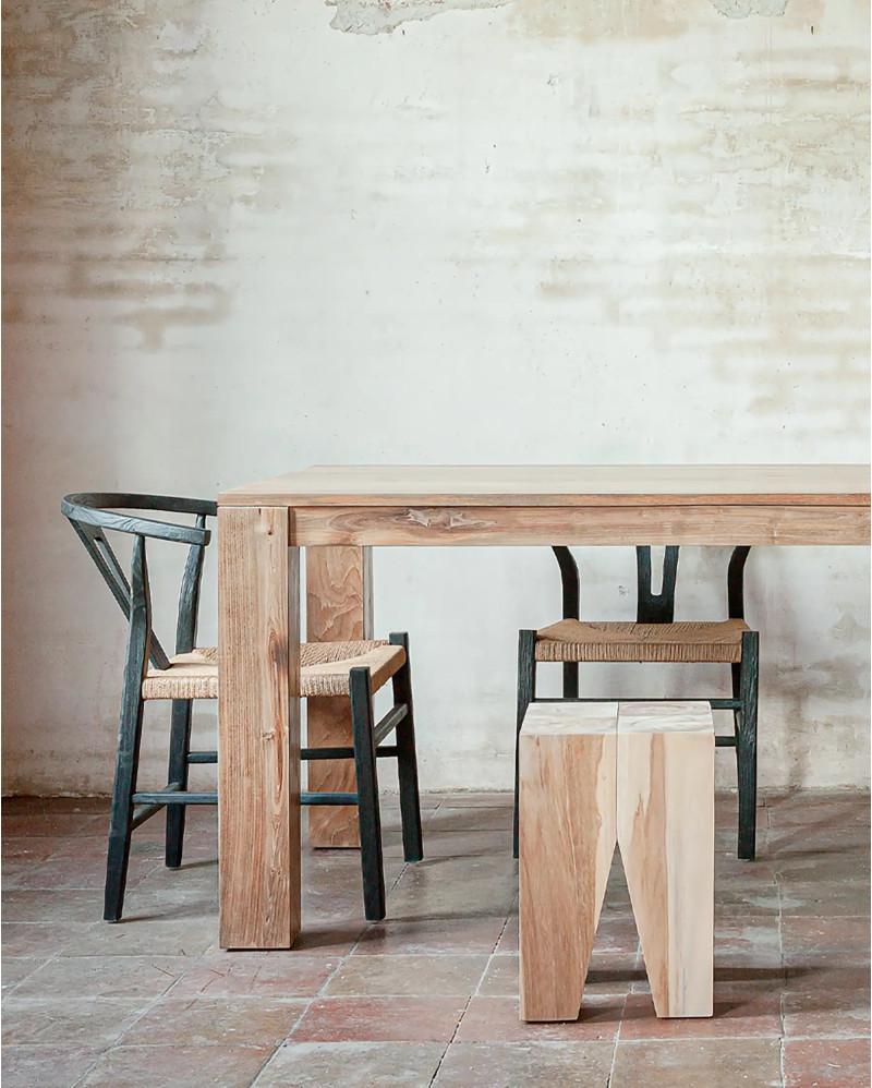 TRIANGLE stool in teak wood 30 x 30 x 45 cm in natural colour