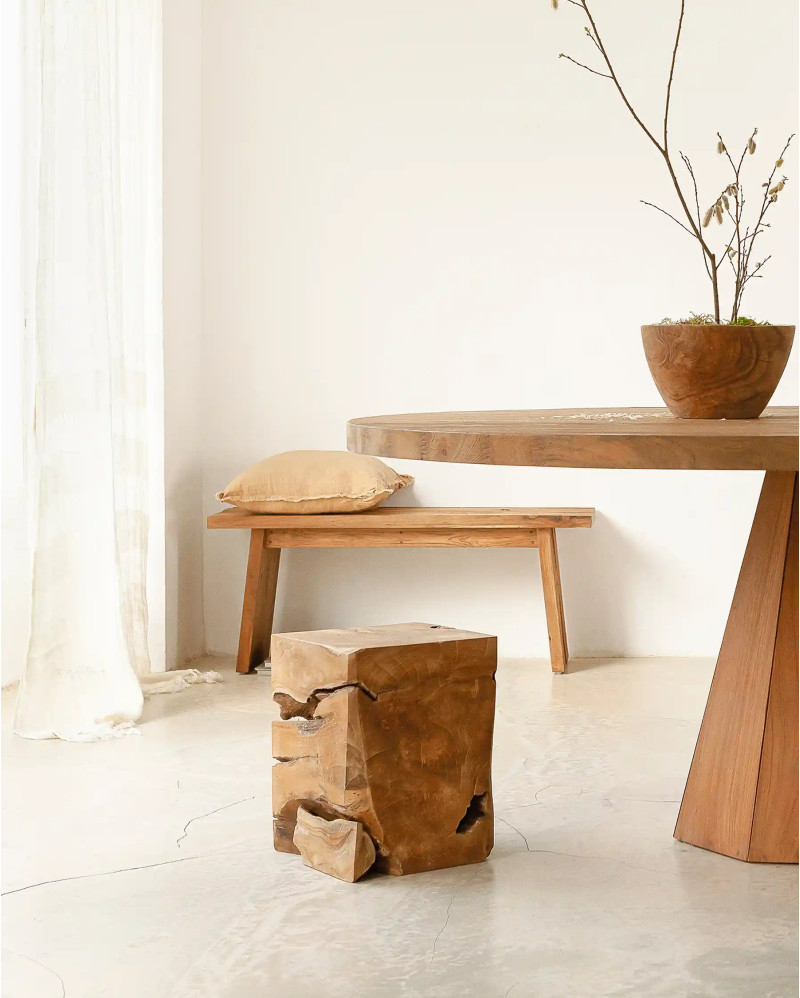 TOOR stool in teak root 30 x 30 x 40 cm