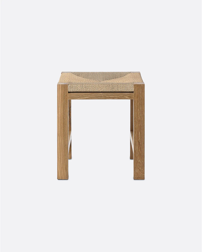 Tabouret KUMAI en bois de teck et corde de papier 40 x 40 x 45 cm