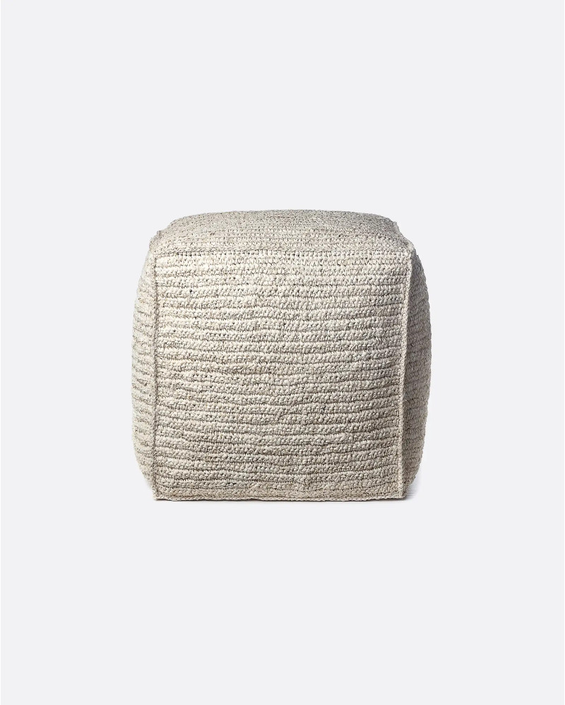 ALGA pouffe upholstered with seaweed 45 x 45 x 45 cm in natural colour