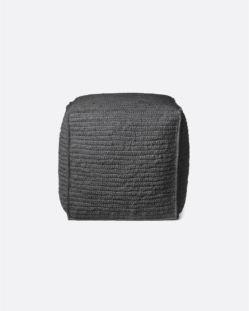 ALGA pouffe upholstered with seaweed 45 x 45 x 45 cm in black colour