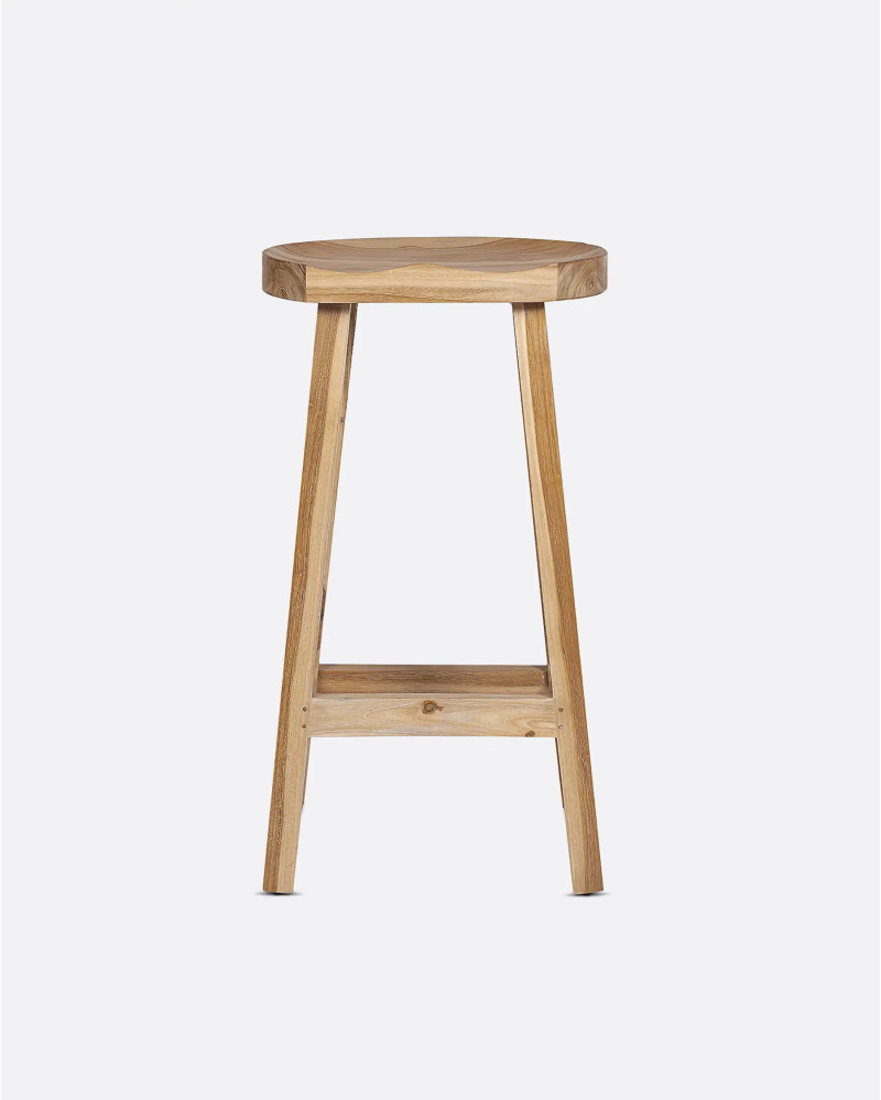 Tabouret haut KING en bois de teck recyclé 44 x 38 x 79 cm en couleur naturelle