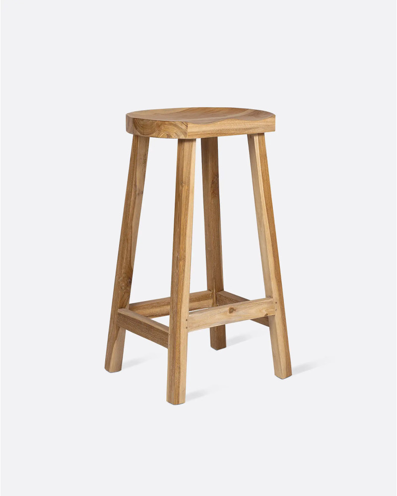 Tabouret haut KING en bois de teck recyclé 44 x 38 x 79 cm en couleur naturelle